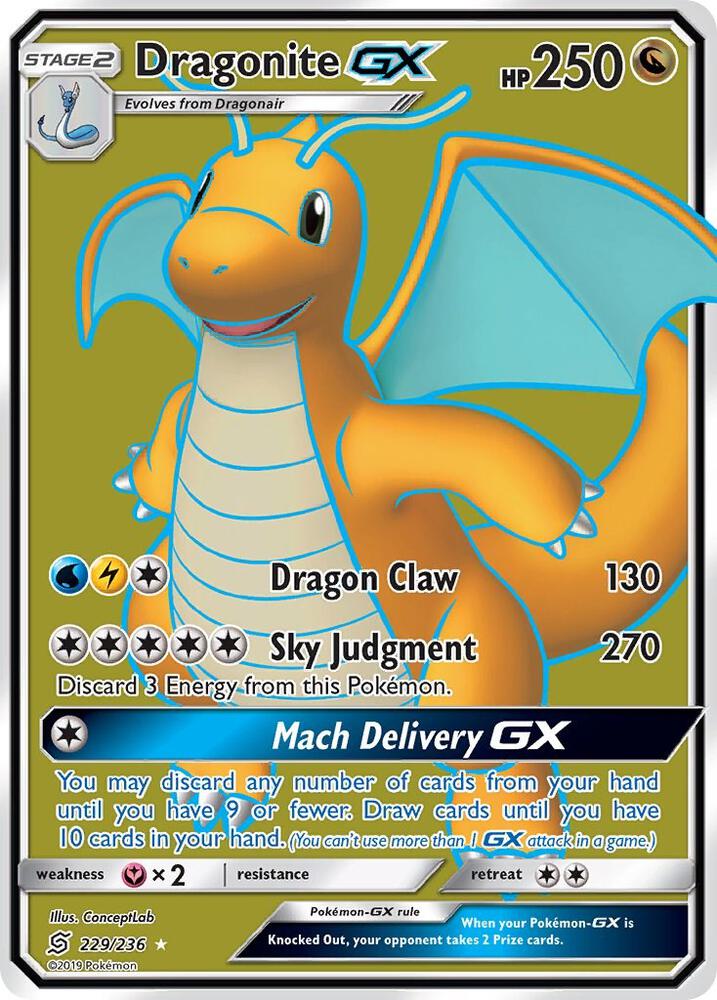 2019 Pokemon SM - Unified Minds 229/236 Dragonite GX (Full Art) Ultra Rare