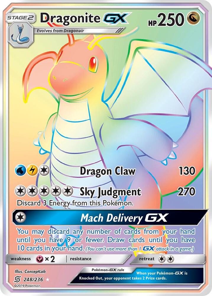 2019 Pokemon SM - Unified Minds 248/236 Dragonite GX (Secret) Secret Rare