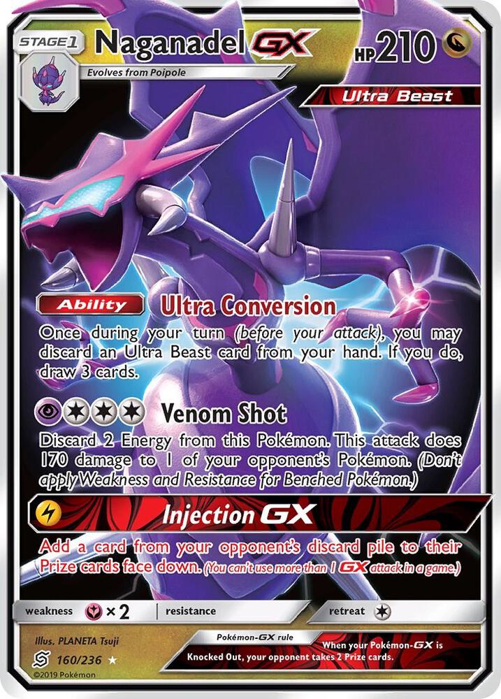 2019 Pokemon SM - Unified Minds 160/236 Naganadel GX Ultra Rare