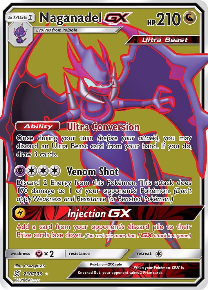 2019 Pokemon SM - Unified Minds 230/236 Naganadel GX (Full Art) Ultra Rare