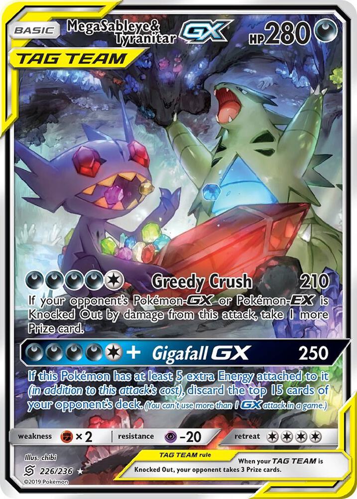 2019 Pokemon SM - Unified Minds 226/236 M Sableye & Tyranitar GX Alternate Art