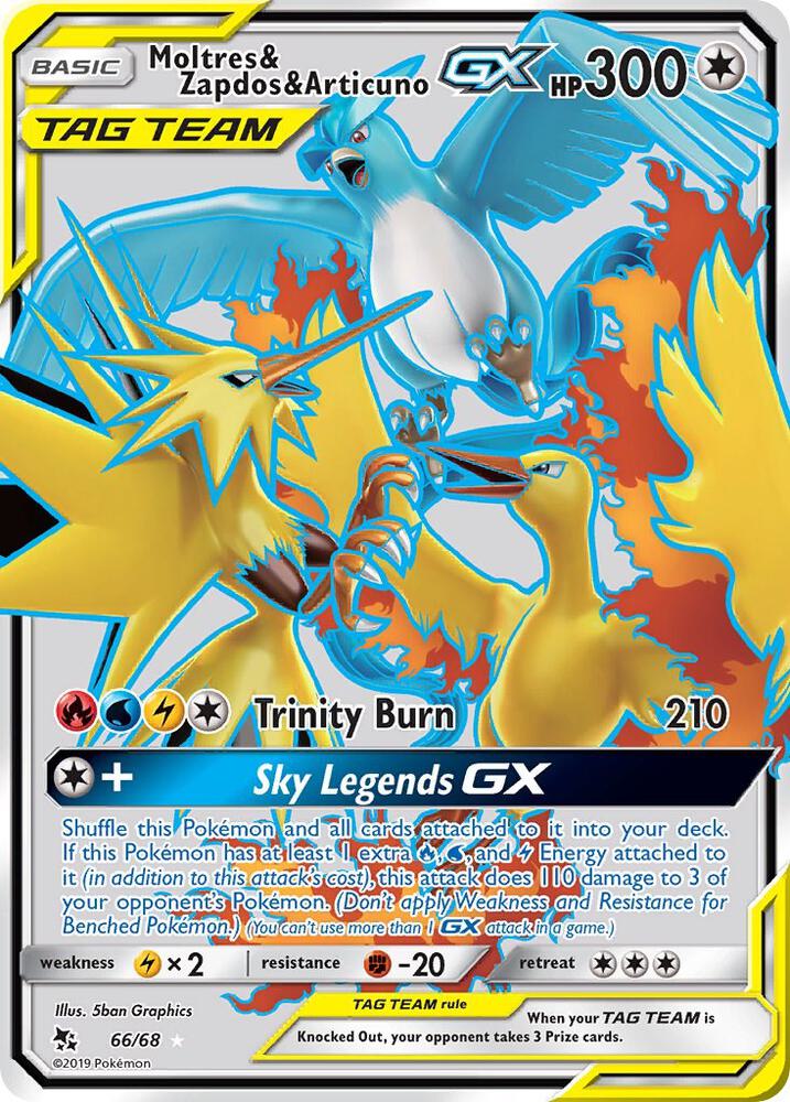 2019 Pokemon Hidden Fates 66/68 Moltres & Zapdos & Articuno GX Full Art