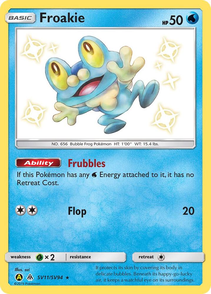 2019 Pokemon Hidden Fates: Shiny Vault SV11/SV94 Froakie Shiny Holo Rare
