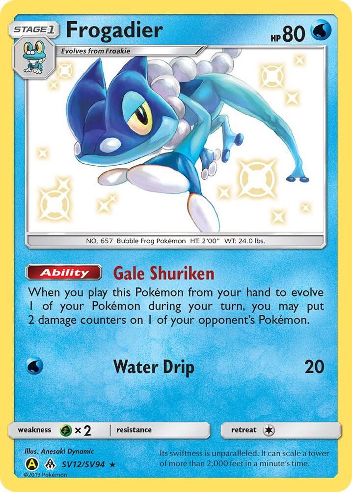 2019 Pokemon Hidden Fates: Shiny Vault SV12/SV94 Frogadier Shiny Holo Rare