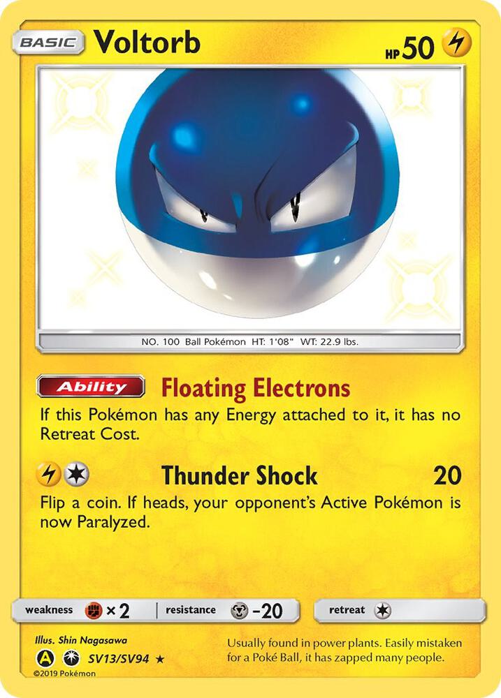 2019 Pokemon Hidden Fates: Shiny Vault SV13/SV94 Voltorb Shiny Holo Rare
