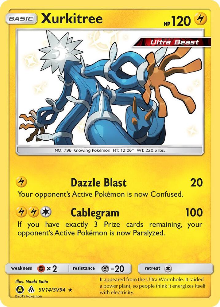 2019 Pokemon Hidden Fates: Shiny Vault SV14/SV94 Xurkitree Shiny Holo Rare