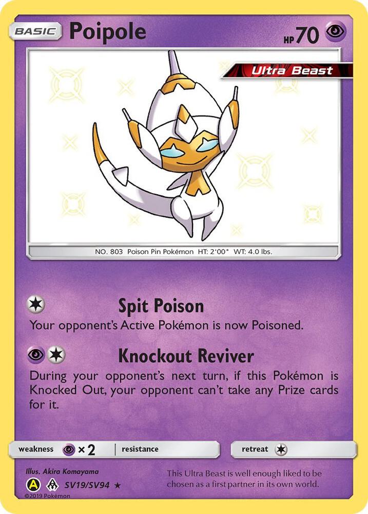 2019 Pokemon Hidden Fates: Shiny Vault SV19/SV94 Poipole Shiny Holo Rare