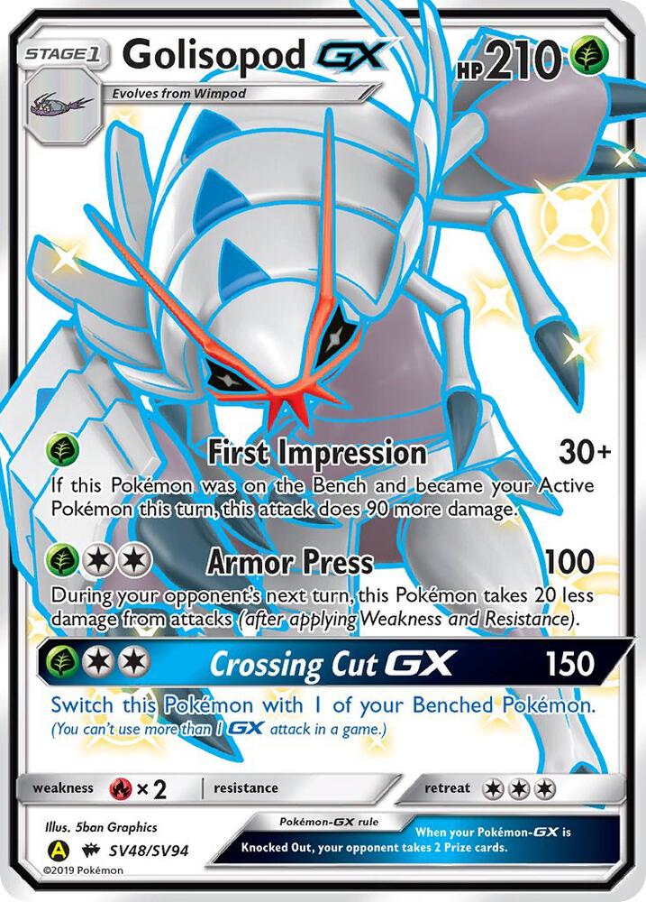 2019 Pokemon Hidden Fates: Shiny Vault SV48/SV94 Golisopod GX Shiny Holo Rare