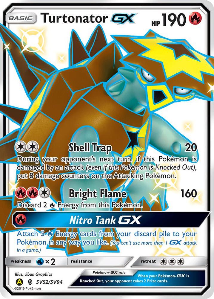 2019 Pokemon Hidden Fates: Shiny Vault SV52/SV94 Turtonator GX Shiny Holo Rare
