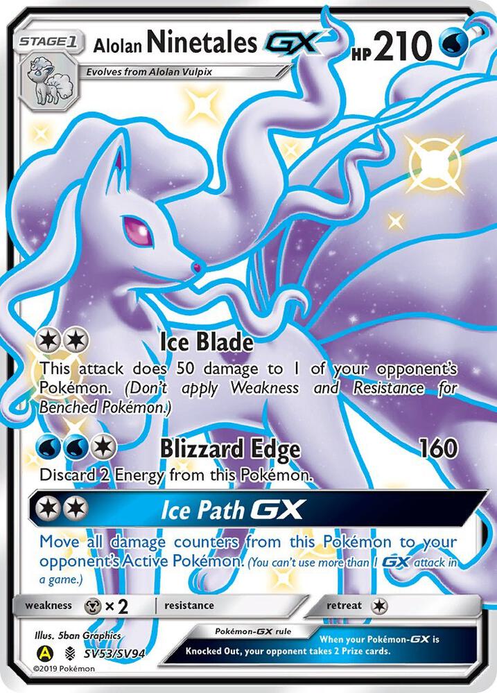 2019 Pokemon Hidden Fates: Shiny Vault SV53/SV94 Alolan Ninetales GX 