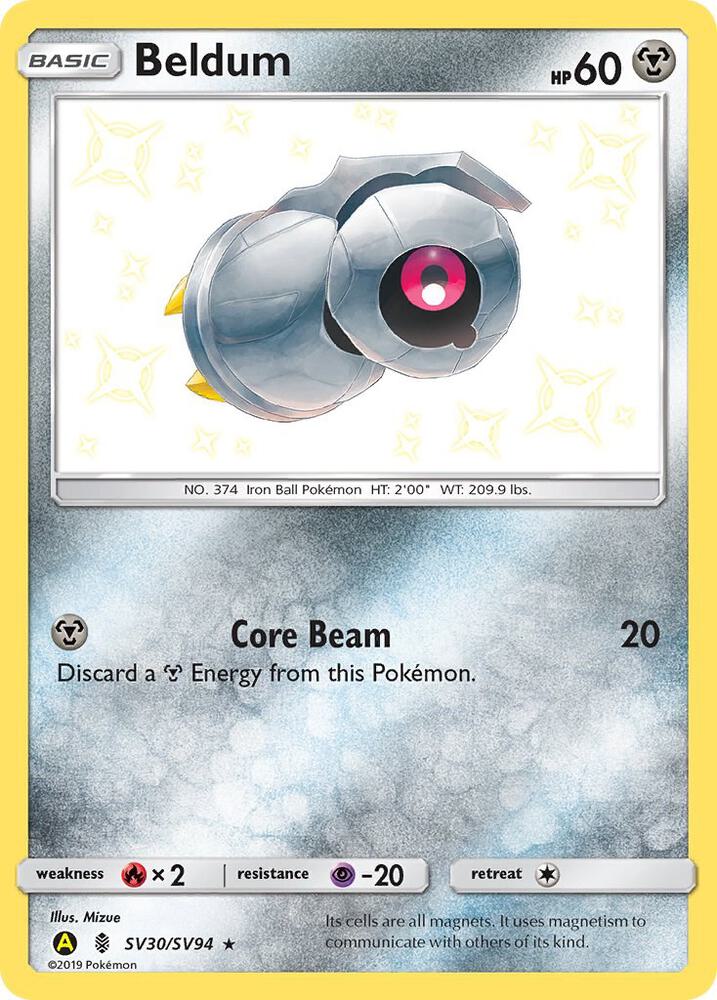 2019 Pokemon Hidden Fates: Shiny Vault SV30/SV94 Beldum Shiny Holo Rare