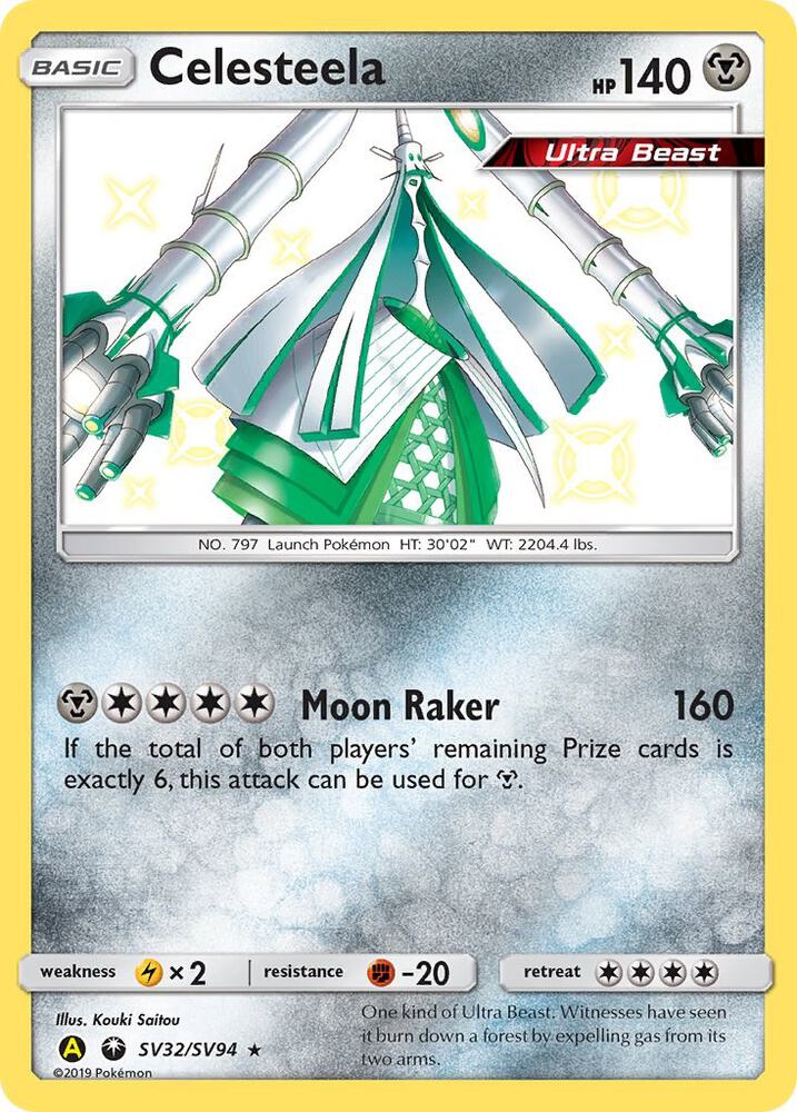 2019 Pokemon Hidden Fates: Shiny Vault SV32/SV94 Celesteela Shiny Holo Rare