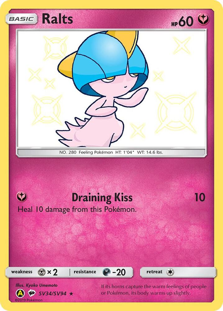 2019 Pokemon Hidden Fates: Shiny Vault SV34/SV94 Ralts Shiny Holo Rare