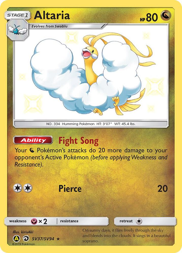 2019 Pokemon Hidden Fates: Shiny Vault SV37/SV94 Altaria Shiny Holo Rare