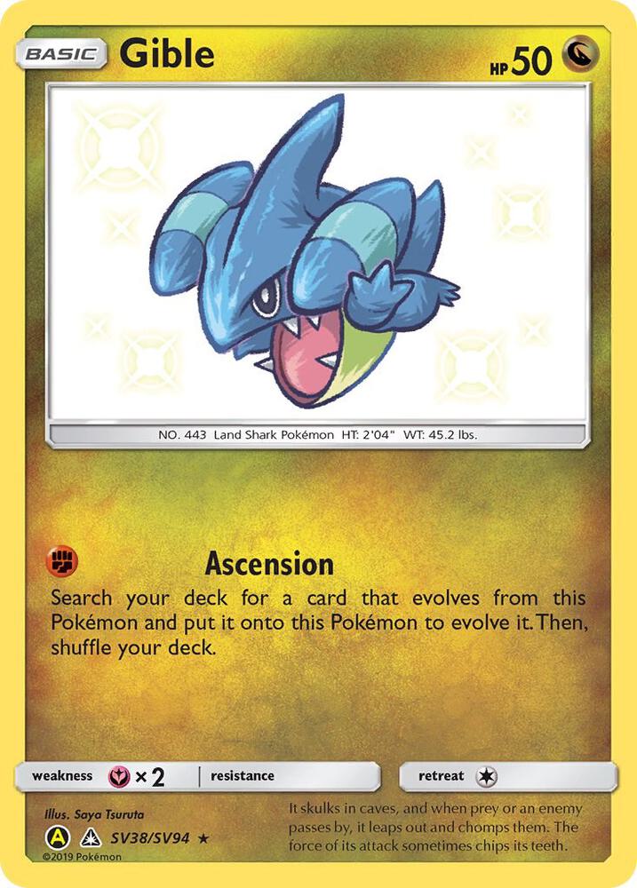 2019 Pokemon Hidden Fates: Shiny Vault SV38/SV94 Gible Shiny Holo Rare