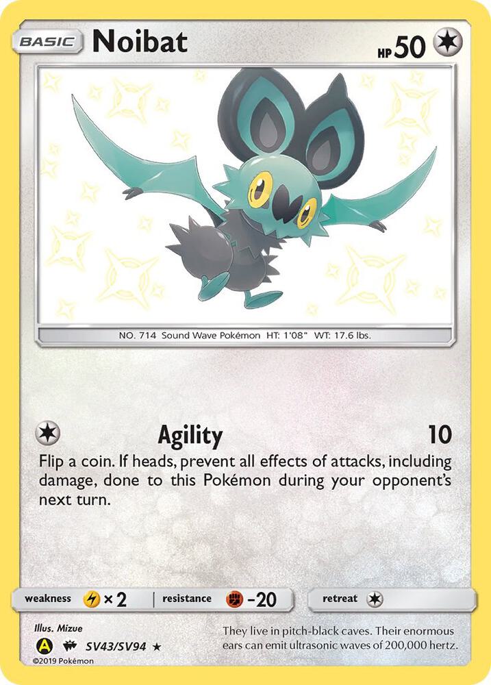 2019 Pokemon Hidden Fates: Shiny Vault SV43/SV94 Noibat Shiny Holo Rare