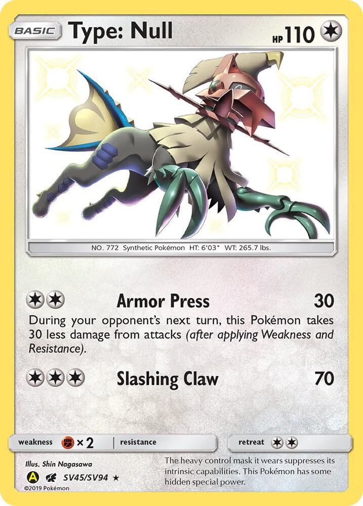 2019 Pokemon Hidden Fates: Shiny Vault SV45/SV94 Type: Null Shiny Holo Rare