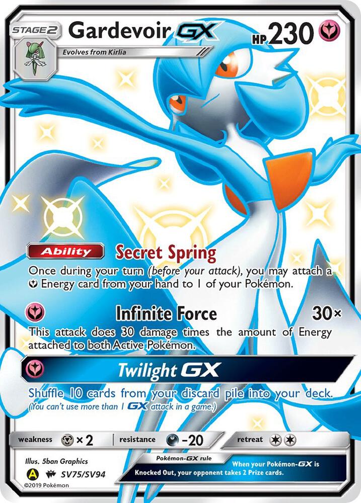 2019 Pokemon Hidden Fates: Shiny Vault SV75/SV94 Gardevoir GX Shiny Holo Rare