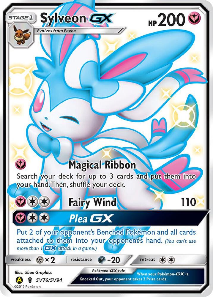 2019 Pokemon Hidden Fates: Shiny Vault SV76/SV94 Sylveon GX Shiny Holo Rare