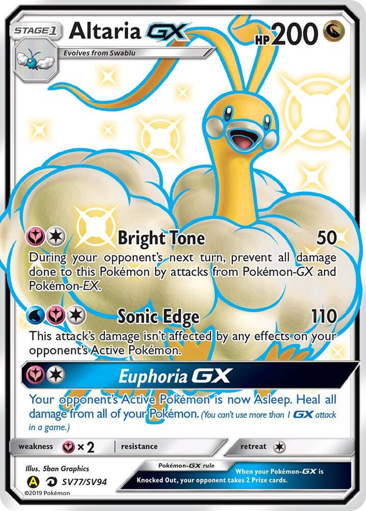 2019 Pokemon Hidden Fates: Shiny Vault SV77/SV94 Altaria GX Shiny Holo Rare
