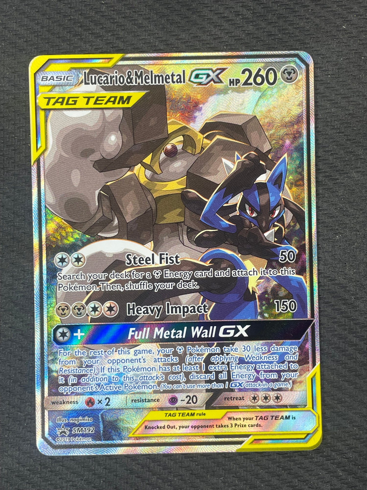 2019 Pokemon Sun & Moon Promo SM192 Lucario & Melmetal Gx Black Star P ...