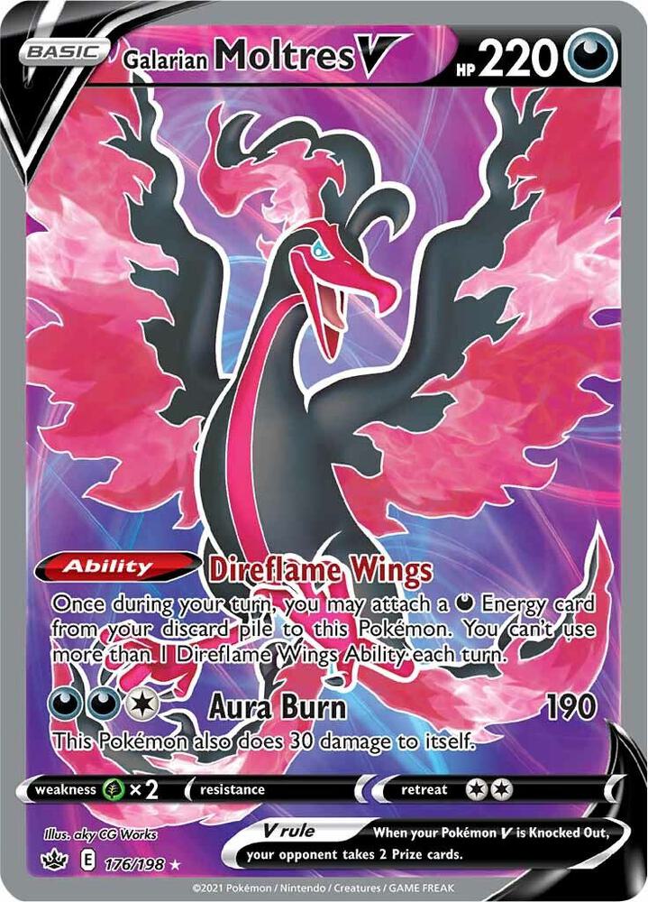 Galarian Moltres V 176/198 (SWSH06: Chilling Reign)  - Holofoil