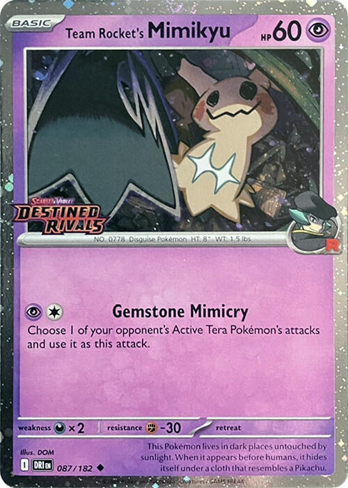 Team Rocket's Mimikyu Prerelease 087/182 (SV10: Destined Rivals)  - Cosmo Holofoil