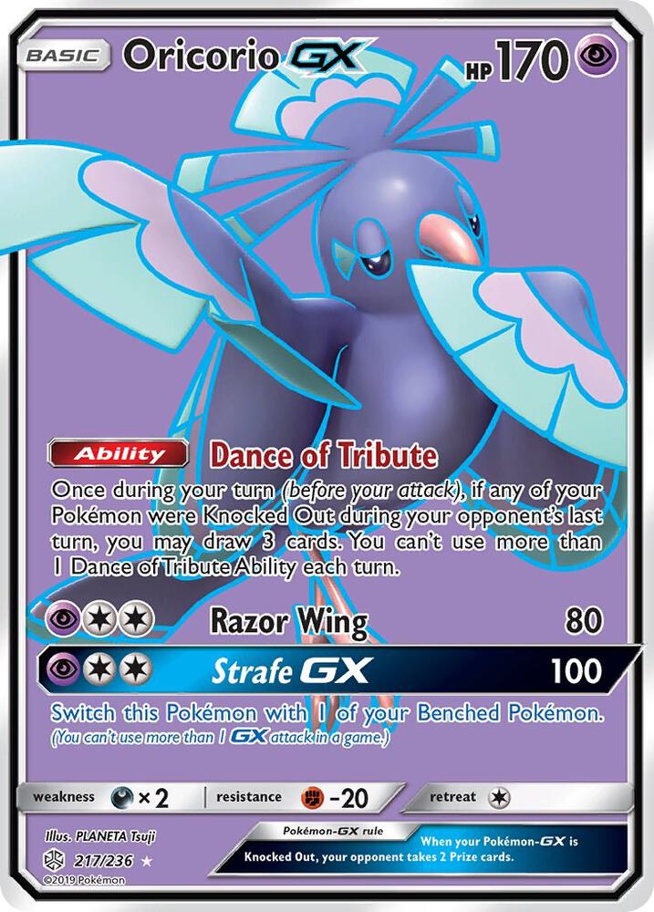 2019 Pokemon SM - Cosmic Eclipse 217/236 Oricorio GX (Full Art) Ultra Rare