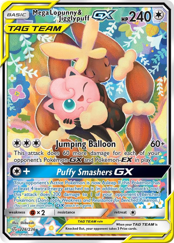 2019 Pokemon SM - Cosmic Eclipse 226/236 Mega Lopunny & Jigglypuff GX Alt Art