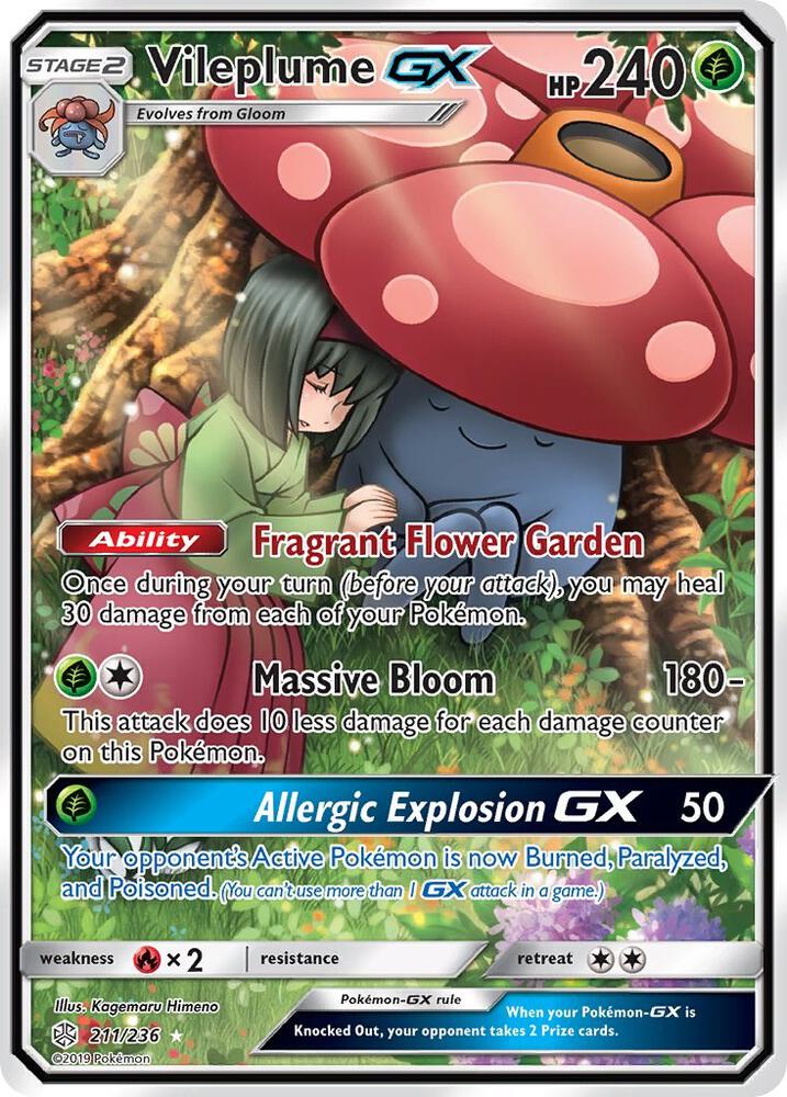 2019 Pokemon SM - Cosmic Eclipse 211/236 Vileplume GX (Full Art) Ultra Rare