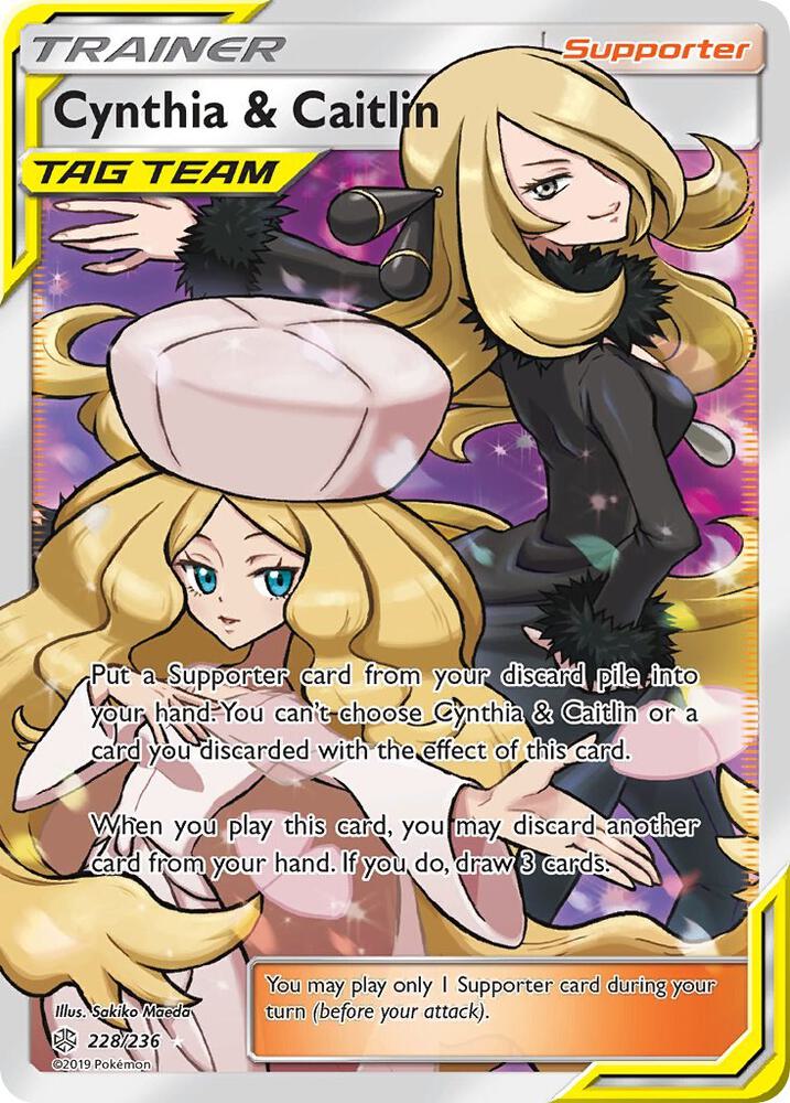 2019 Pokemon SM - Cosmic Eclipse 228/236 Cynthia & Caitlin (Full Art) Ultra Rare