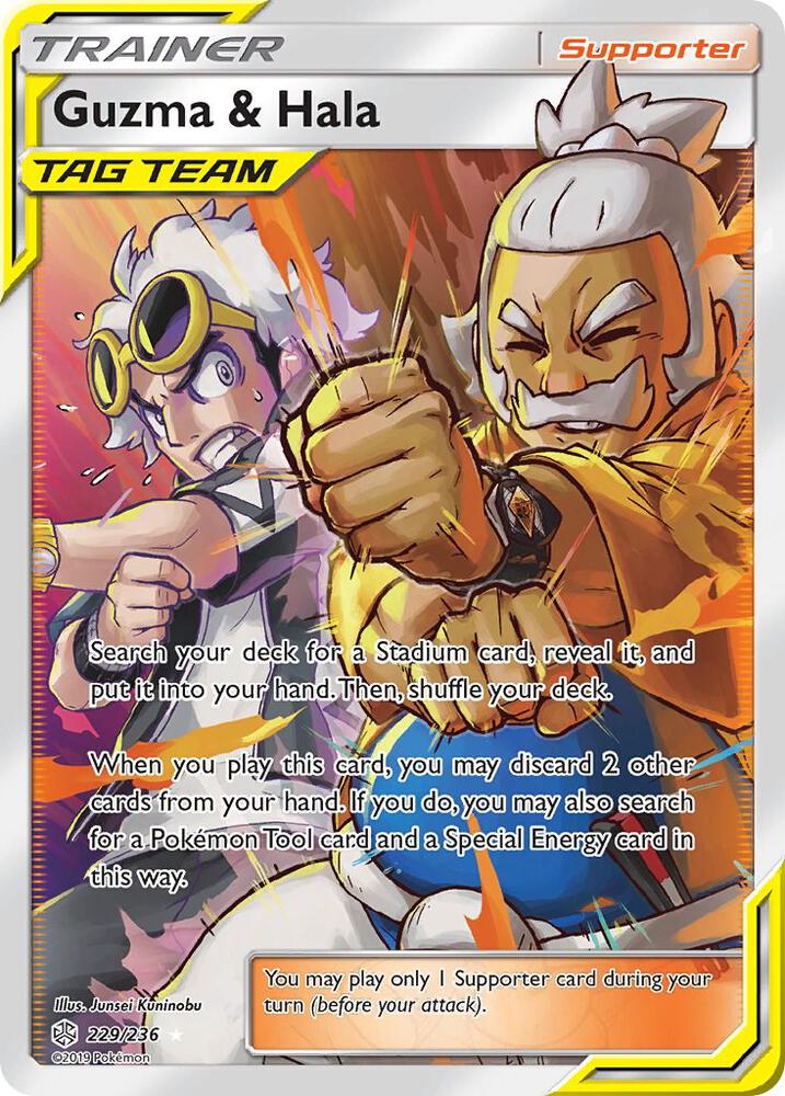 2019 Pokemon SM - Cosmic Eclipse 229/236 Guzma & Hala (Full Art) Ultra Rare