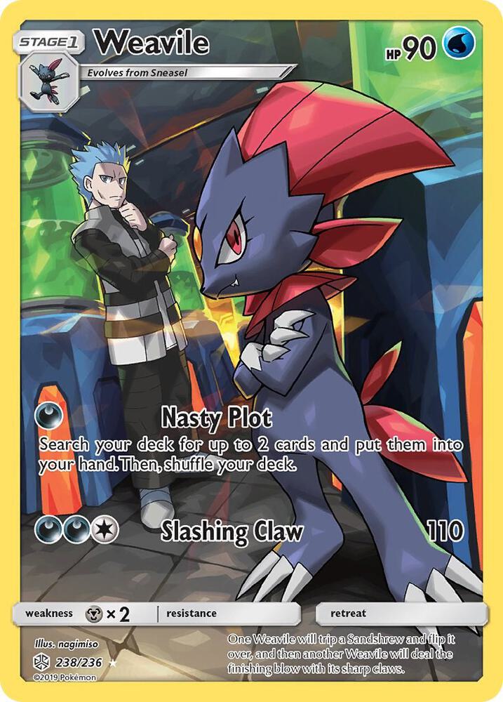 2019 Pokemon SM - Cosmic Eclipse 238/236 Weavile (Secret) Secret Rare