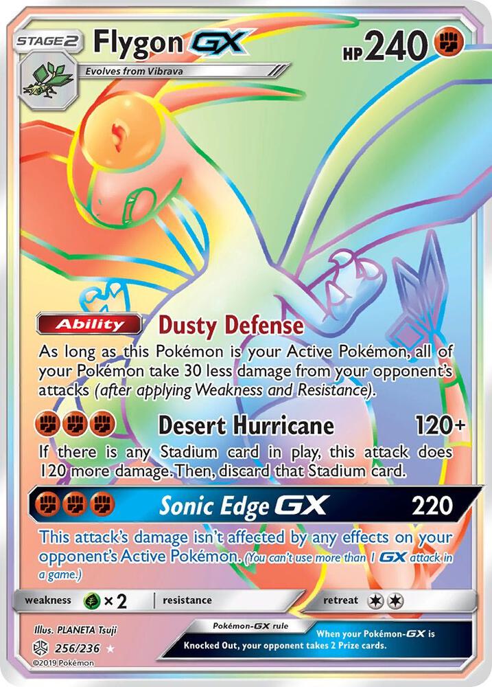 2019 Pokemon SM - Cosmic Eclipse 256/236 Flygon GX (Secret) Rainbow Rare