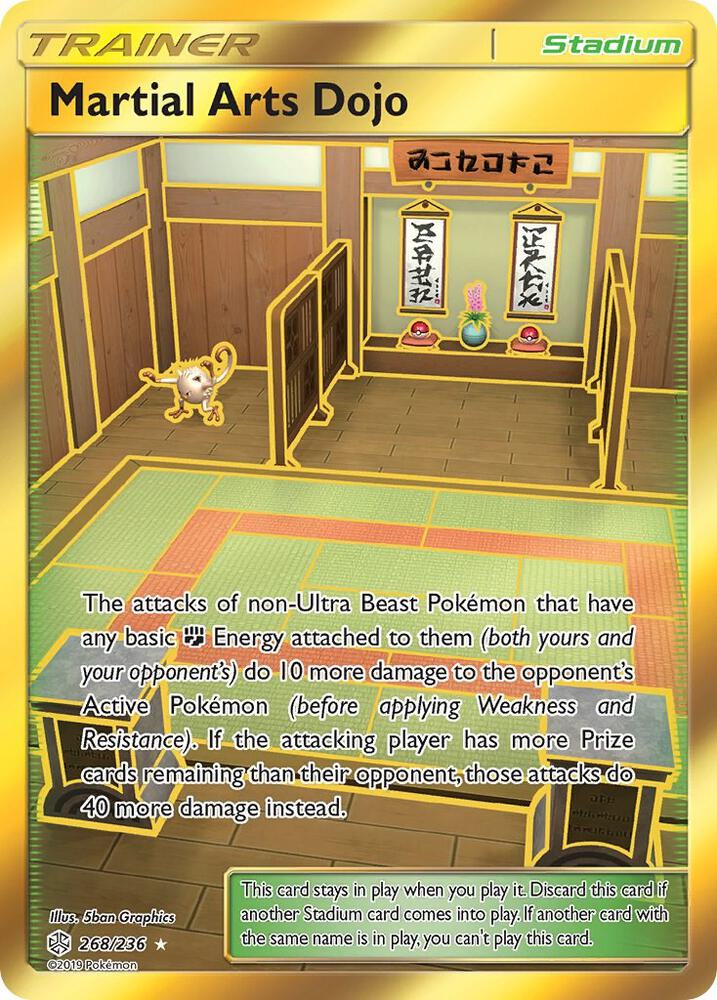 2019 Pokemon SM - Cosmic Eclipse 268/236 Martial Arts Dojo (Secret) Secret Rare