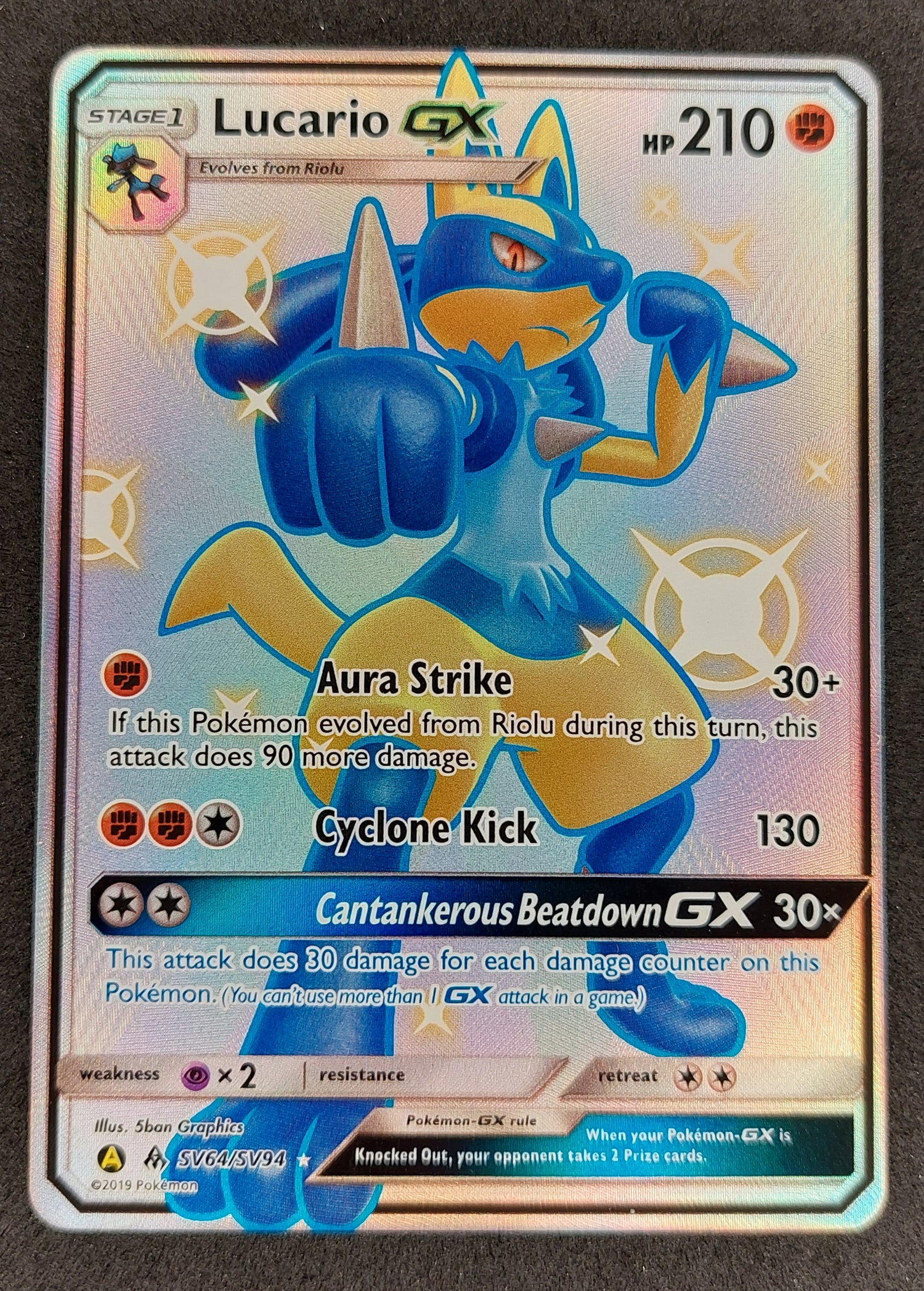 Pokemon Sun & Moon Hidden Fates Lucario GX Full Art SV64/SV94 – Mint ...