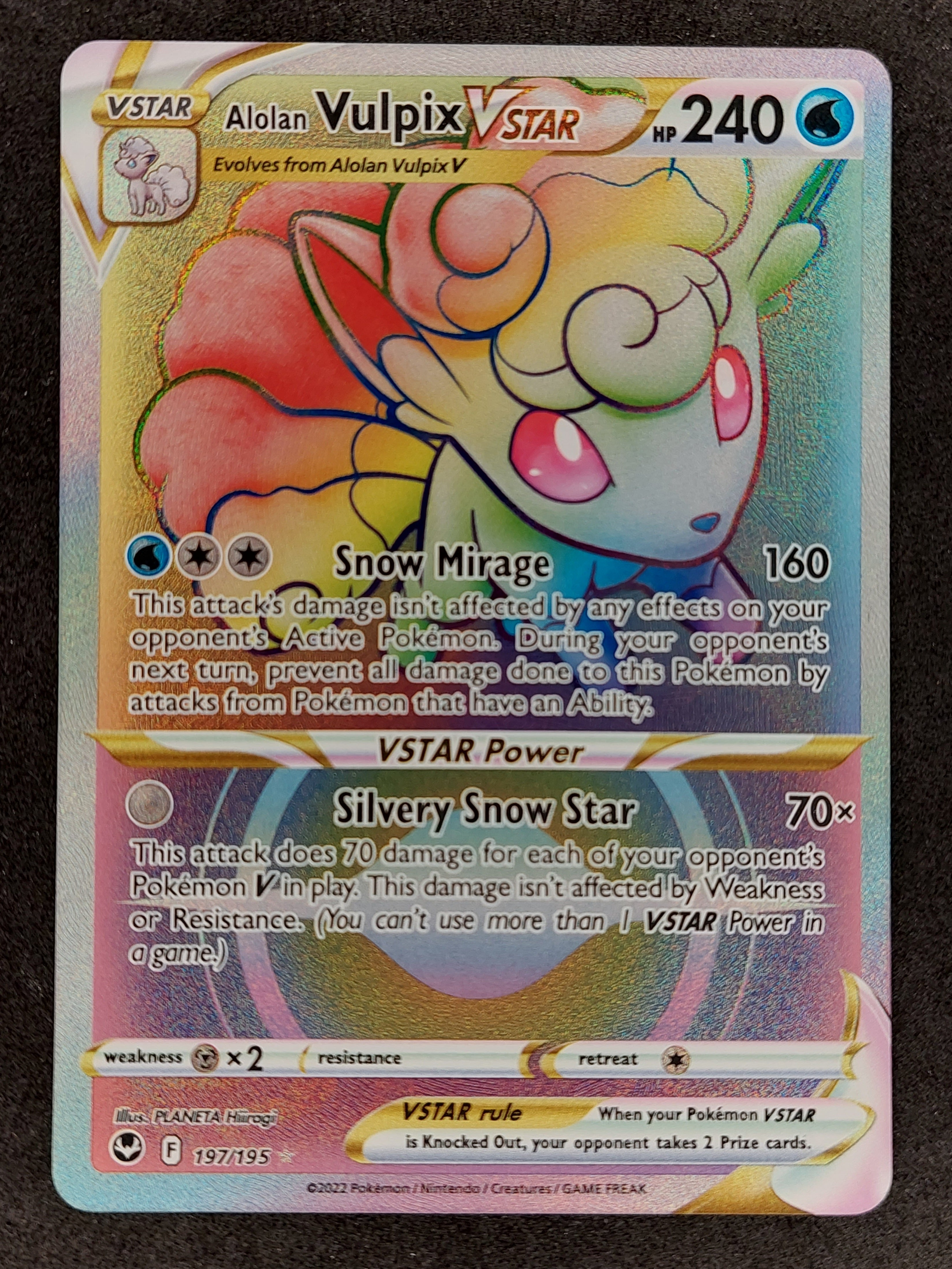 2022 Pokemon Silver Tempest Alolan Vulpix Vstar Rainbow Rare 197/195 ...