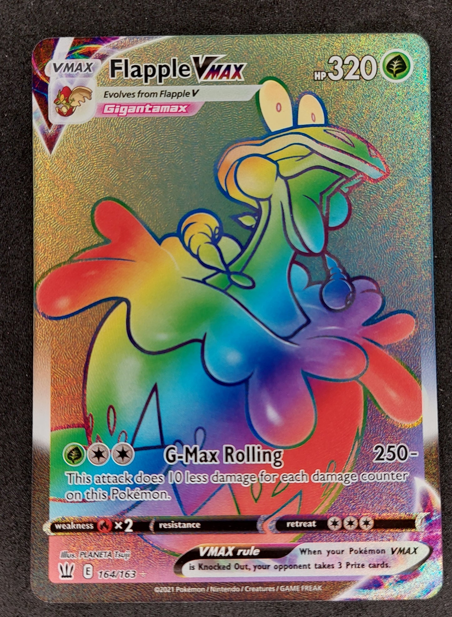 2021 Pokemon Battle Styles Rainbow Flapple Vmax Ultra Rare 164/163