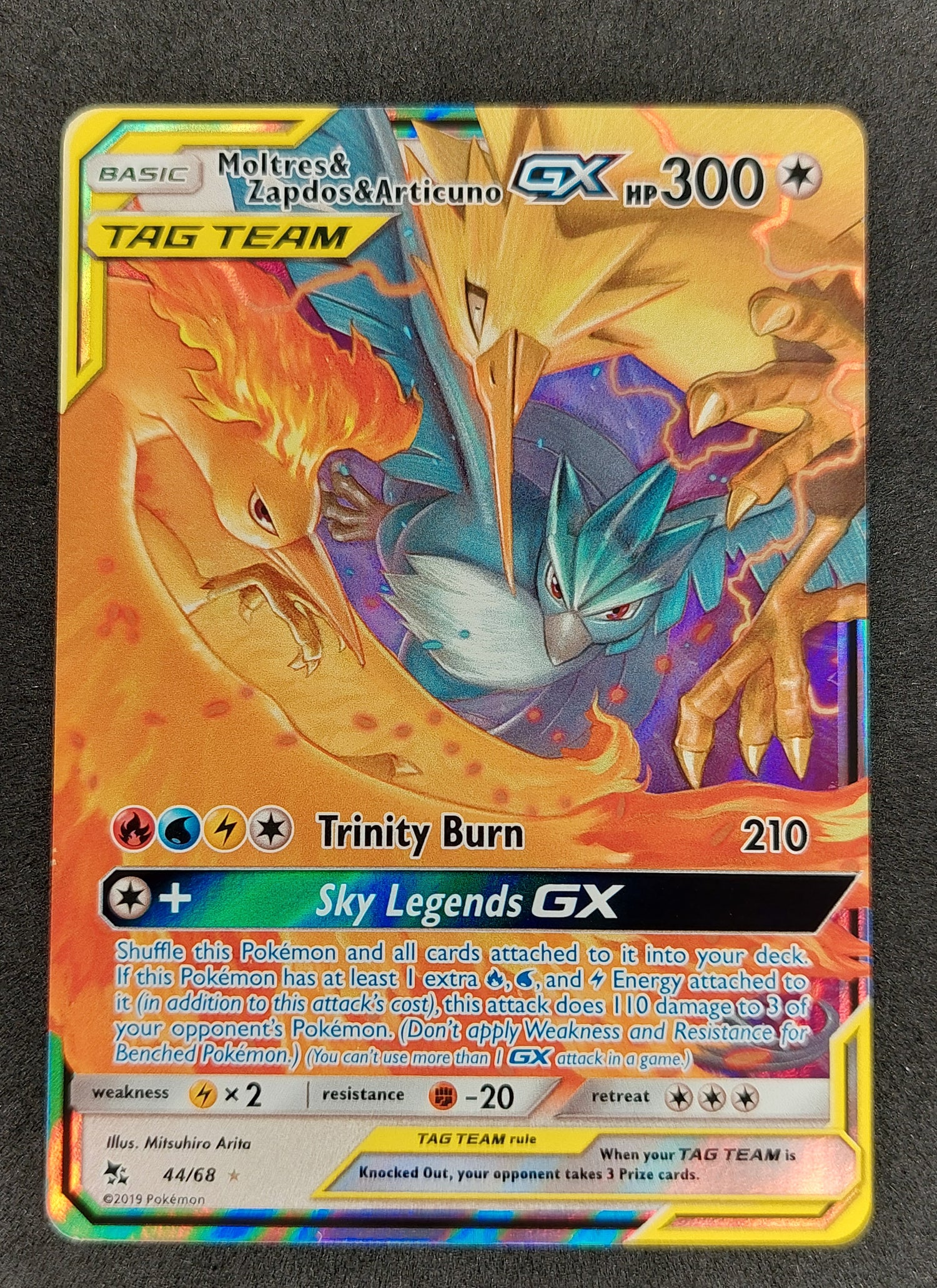 2019 Pokemon Hidden Fates Moltres & Zapdos & Articuno Gx 44 68 – Mint 