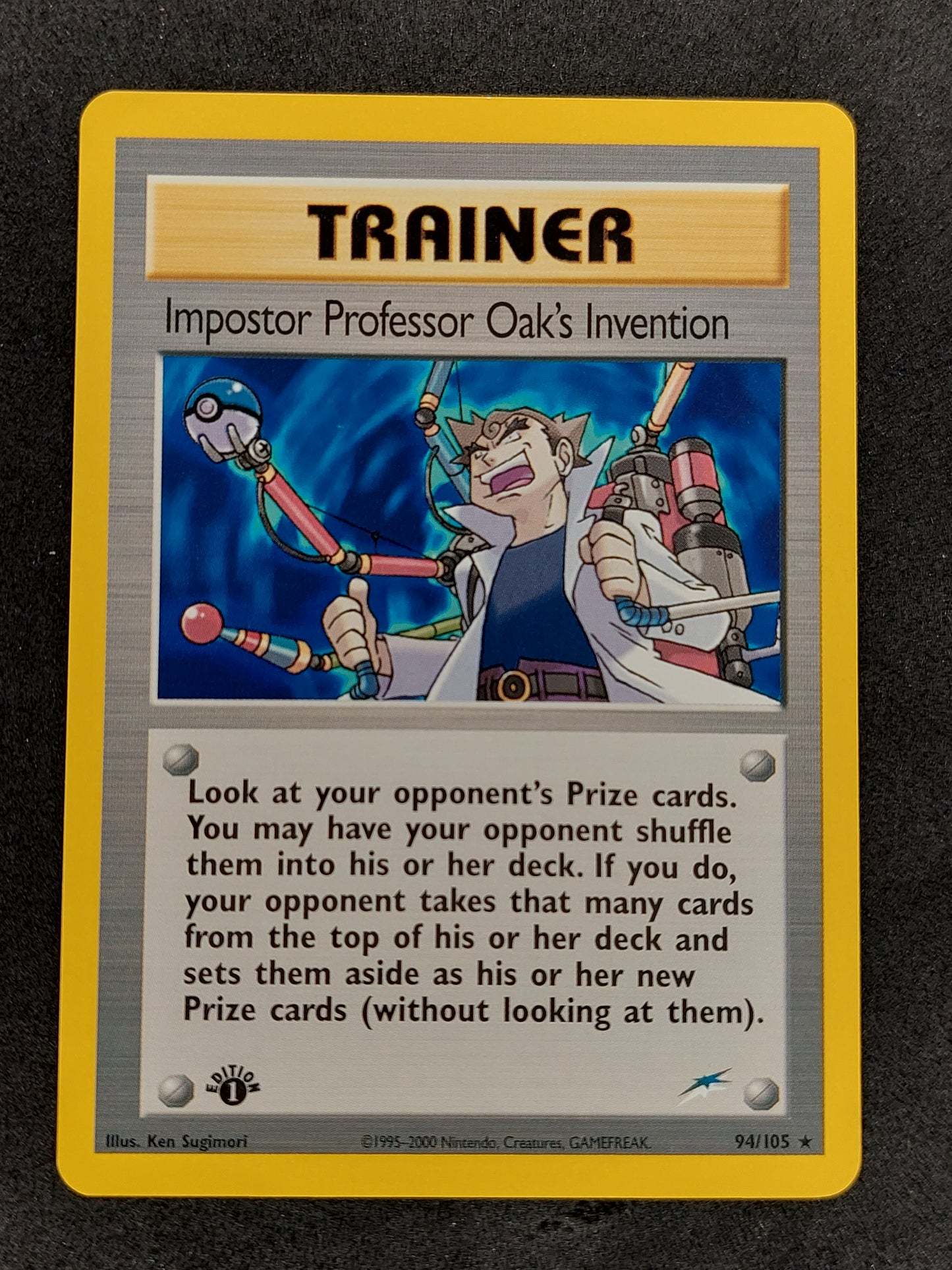 2002 Pokemon Neo Destiny Trainer Imposter Professor Oak's Invention 1st Edition 94/105