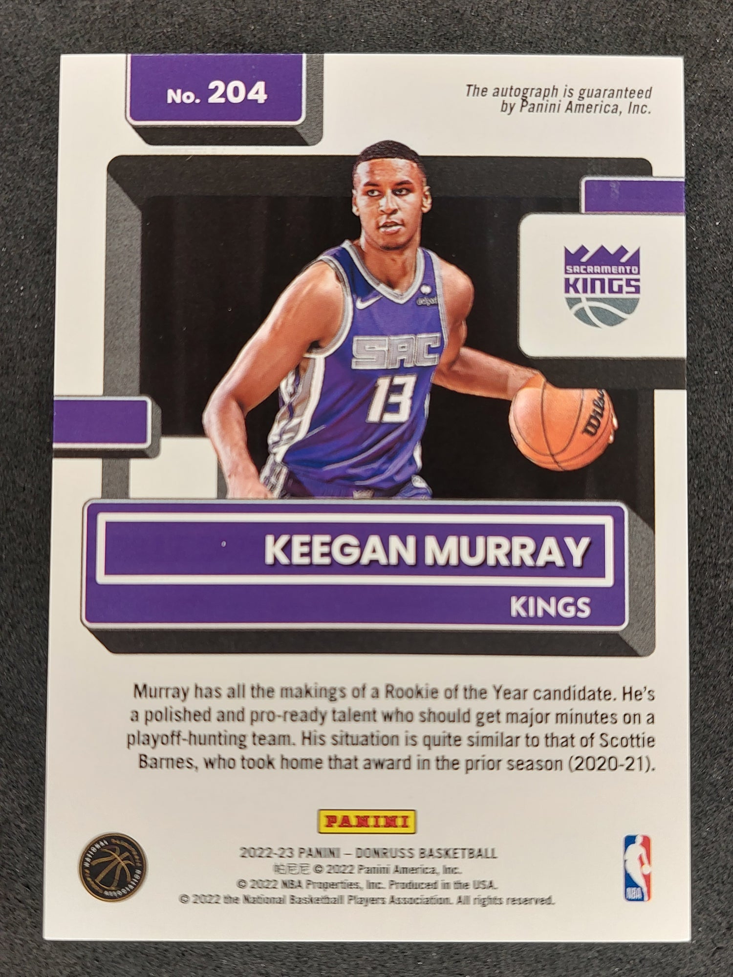 2022-23 Donruss #204 Keegan Murray Red Choice Rated Rookie Auto