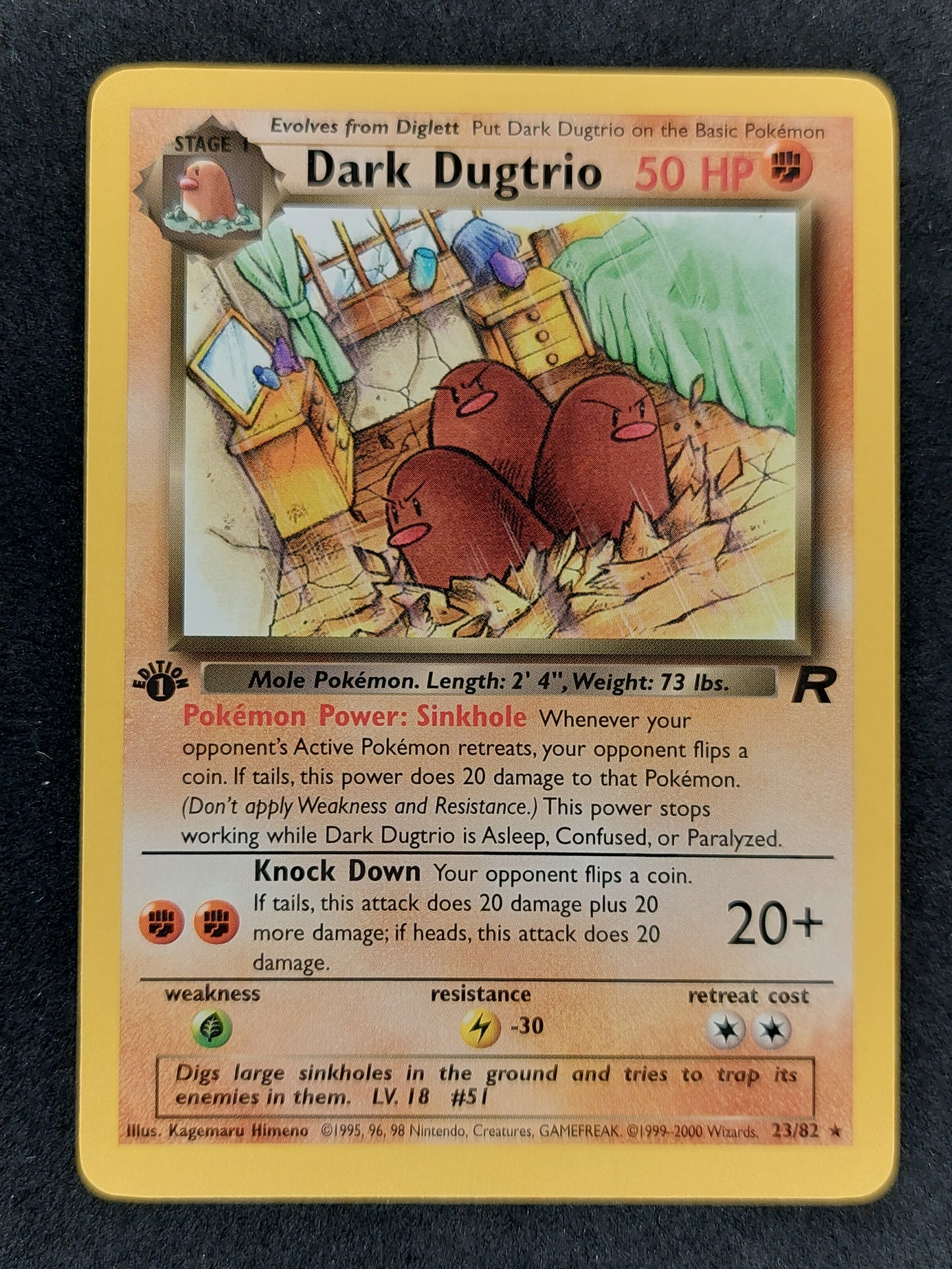 2000 Pokemon Team Rocket 23/82 Dark Dugtrio Non Holo 1st Edition