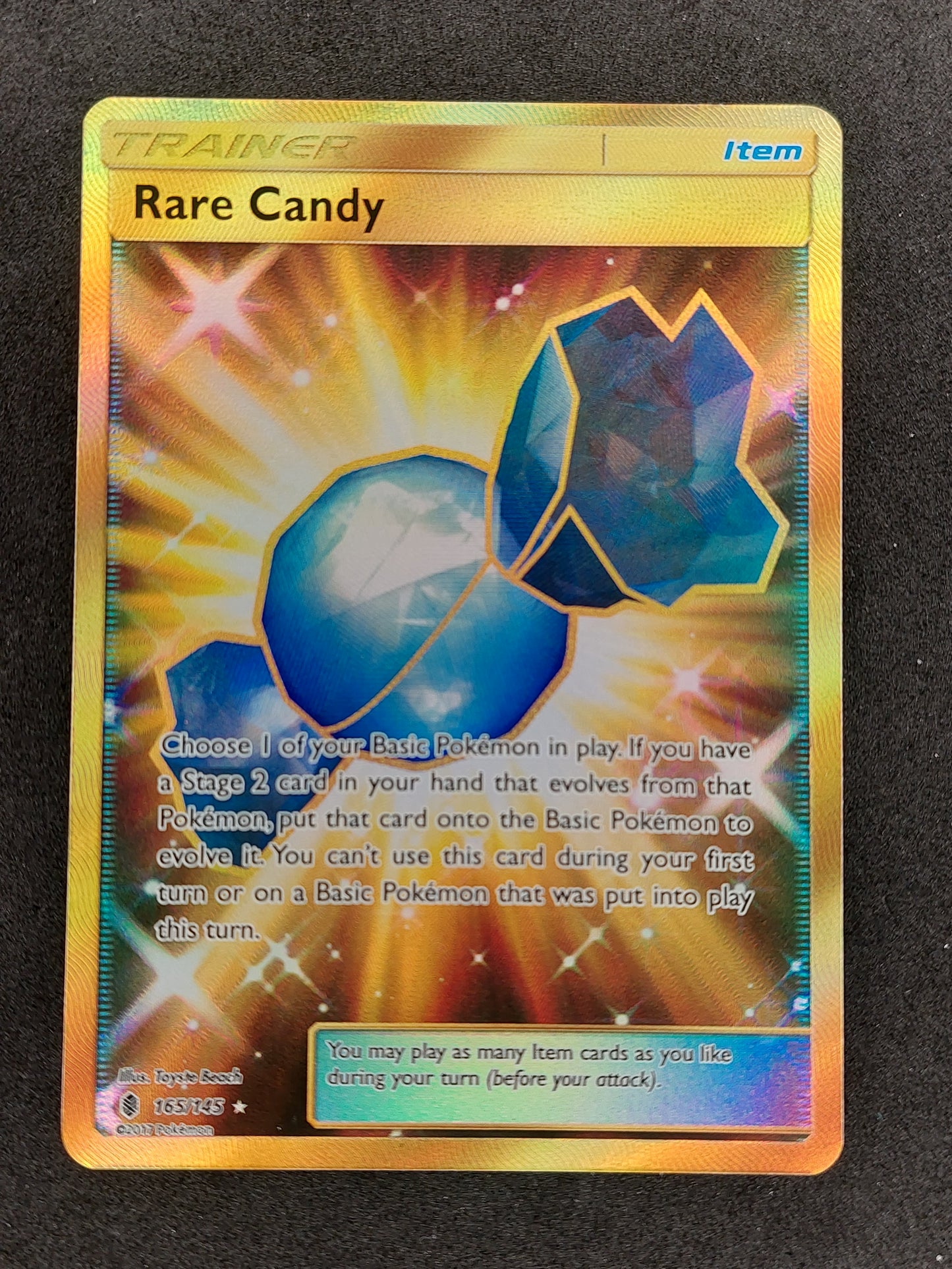 2017 Pokemon S & M Guardians   Rising 165/145 Trainer Rare Candy Gold Secret Rare