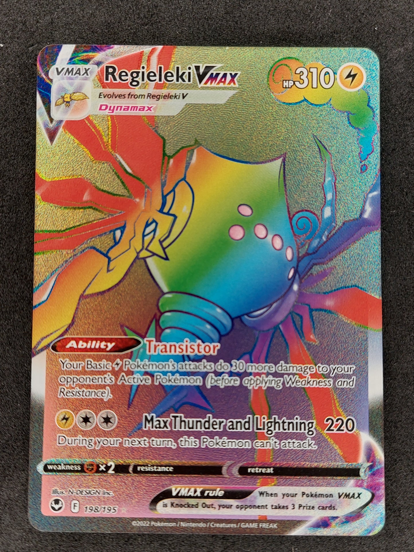 Pokemon Silver Tempest 198/195 Regieleki Vmax Rainbow Secret Rare