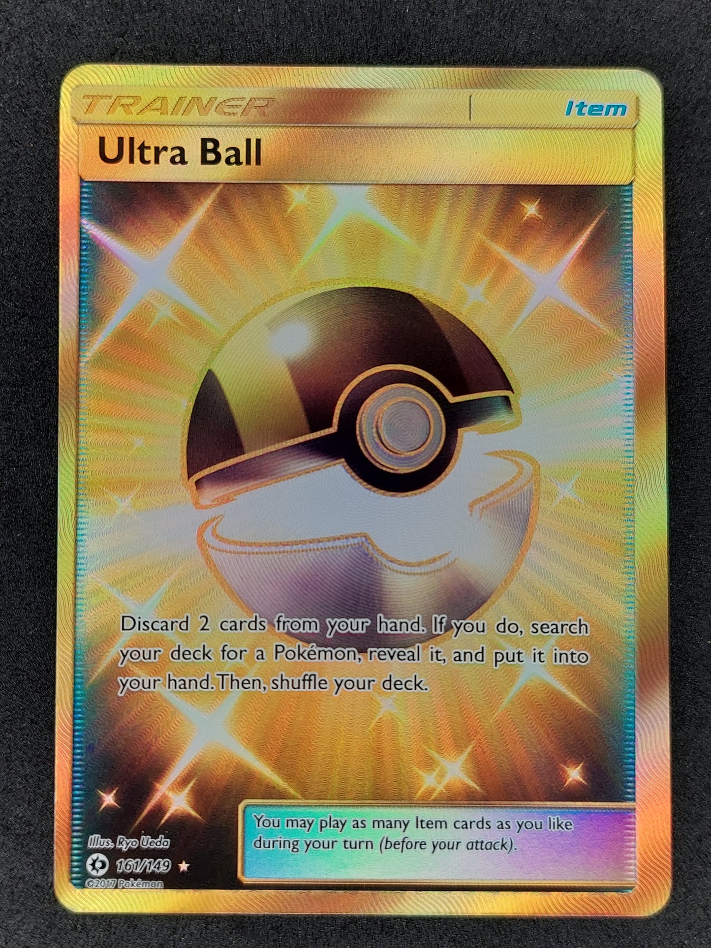 2017 Pokemon Sun & Moon Base 161/149 Trainer Ultra Ball Gold Secret Rare
