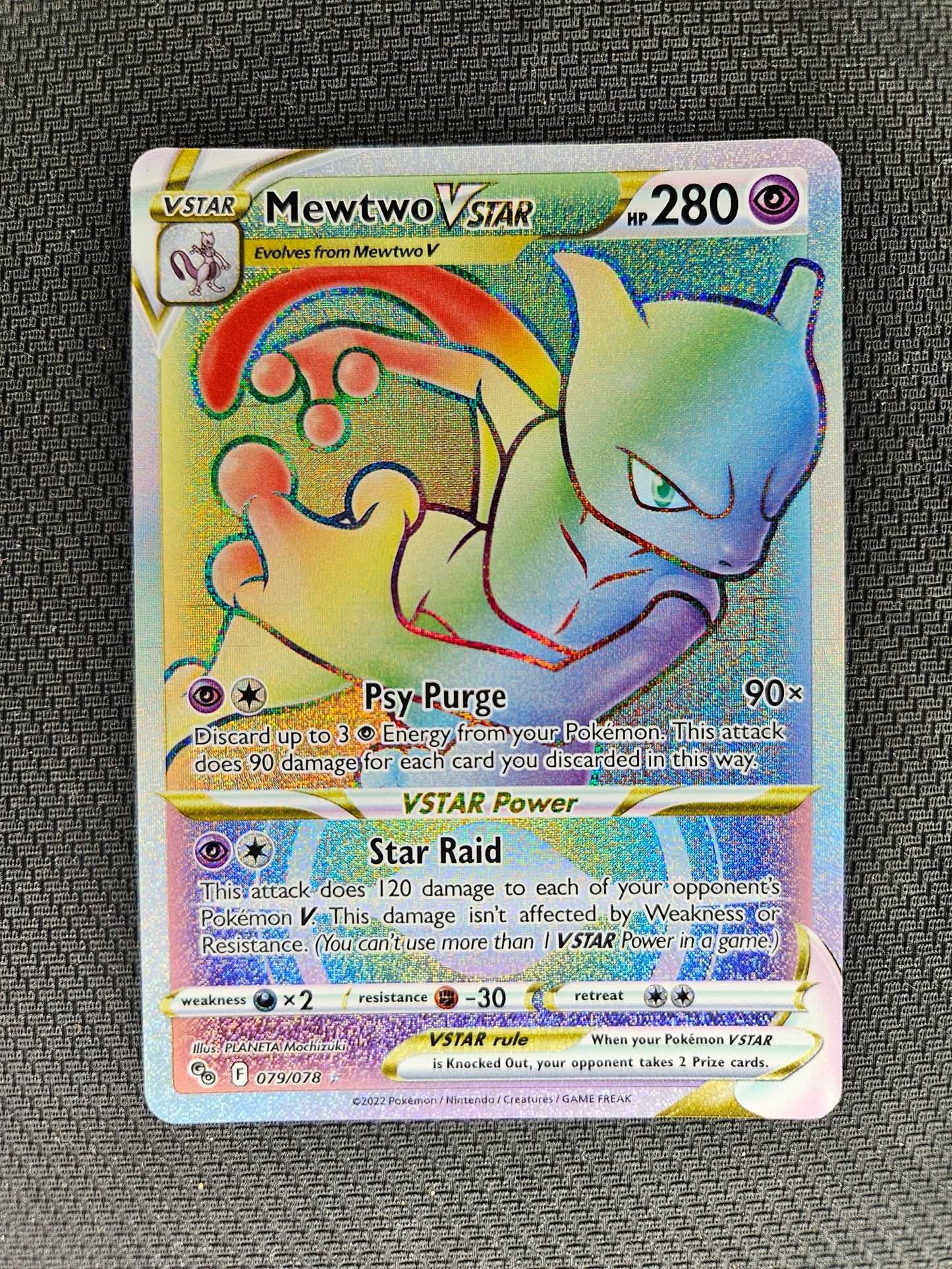 2022 Pokemon SWSH Pokemon Go 079/078 Mewtwo Vstar Rainbow