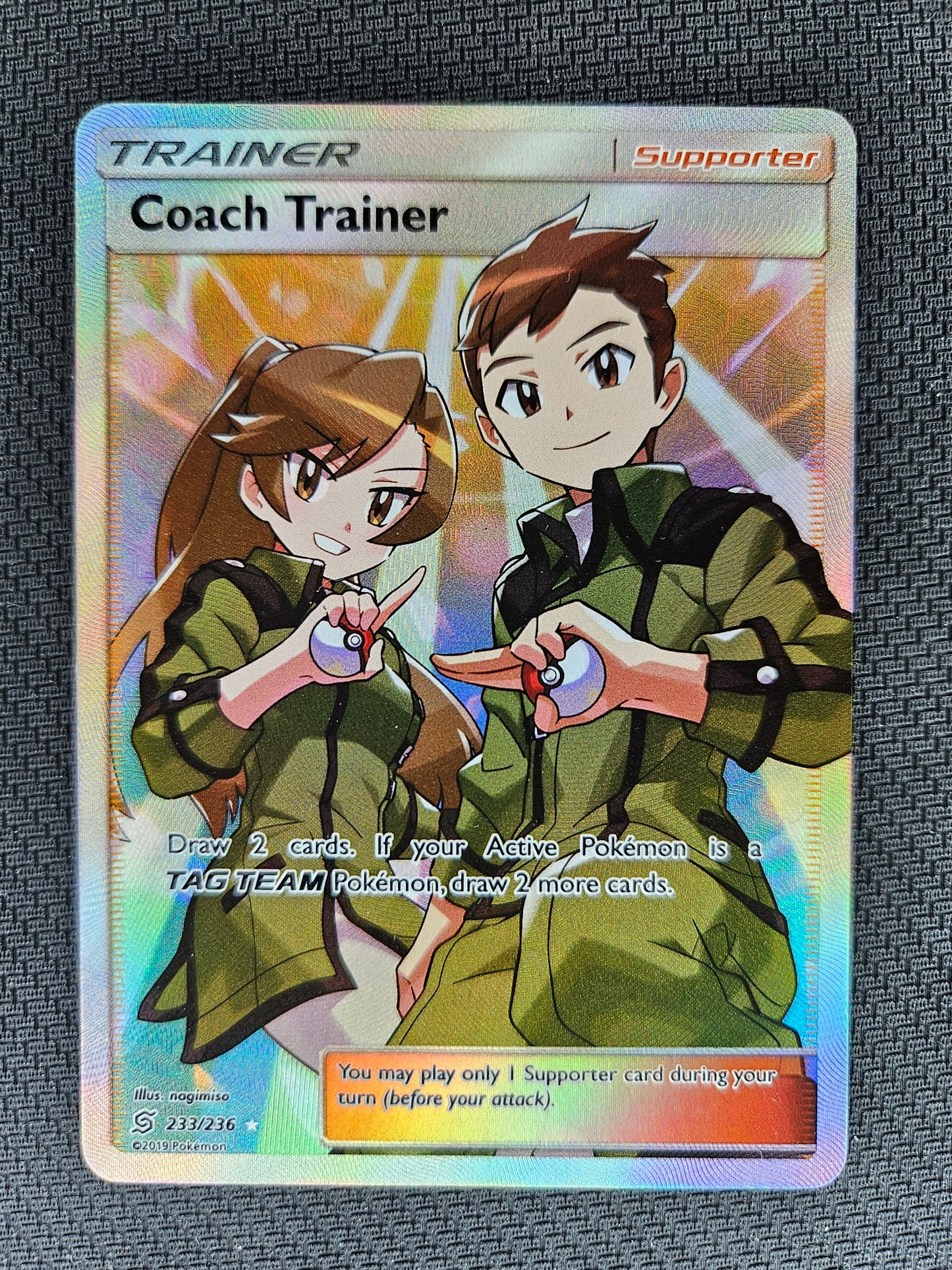 2019 Pokemon SM Unified Minds 233/236 Coach Trainer Full Art
