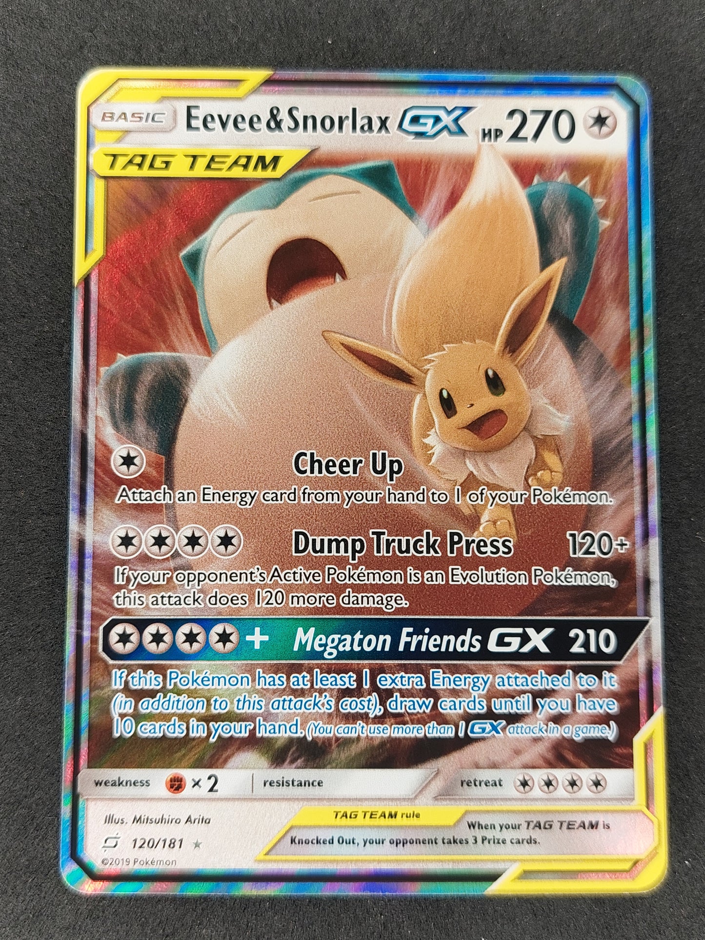 2019 Pokemon Tag Team 120/181 Eevee & Snorlax GX – Mint Collectables