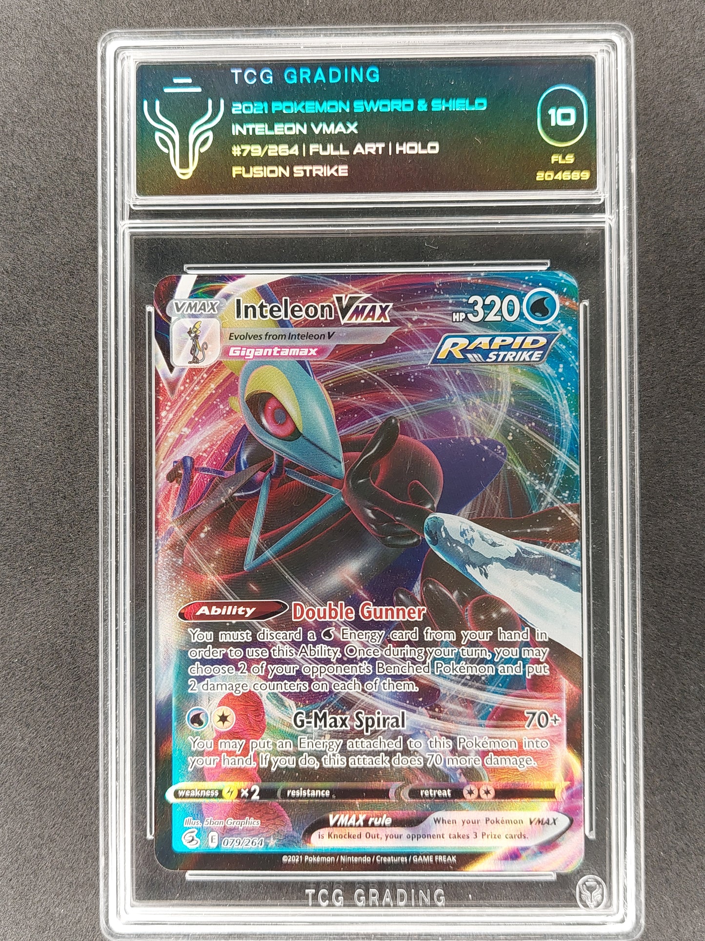 2021 Pokemon SWSH Fusion Strike 79/264 Inteleon Vmax Full Art TCG 10 ...