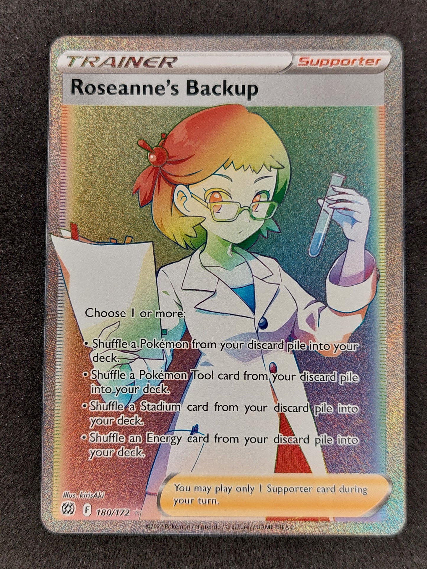 2022 Pokemon Brilliant Stars 180/172 Trainer Roseanne's Backup Rainbow Secret